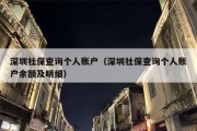 深圳社保查询个人账户（深圳社保查询个人账户余额及明细）