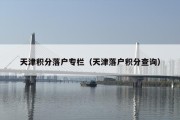 天津积分落户专栏（天津落户积分查询）