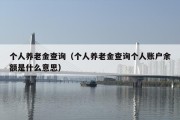 个人养老金查询（个人养老金查询个人账户余额是什么意思）
