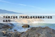 汽车网上选号（汽车网上选号没有机会了还怎么选号）